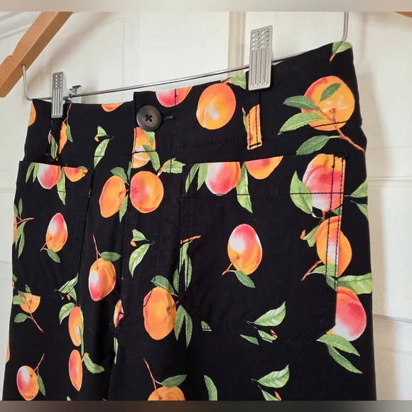 Maeve x Anthropologie Black Colette Pants With A Peach Print - Picture 4 of 6